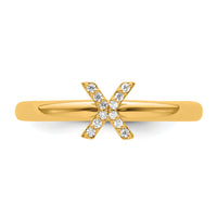 14K Stackable Diamond Initial X Ring-SK2112XY