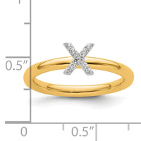 14K Stackable Diamond Initial X Ring-SK2112XY