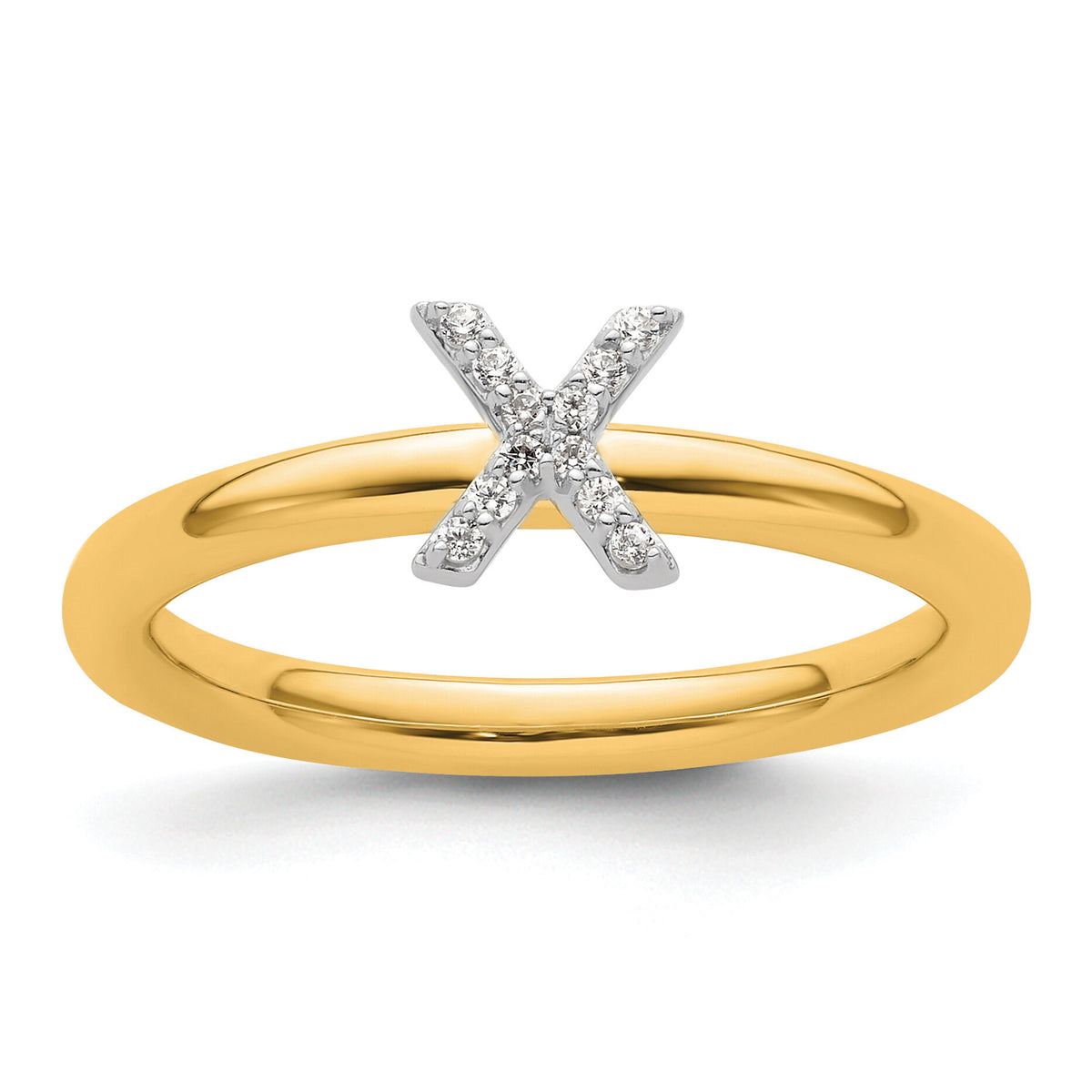 14K Stackable Diamond Initial X Ring-SK2112XY
