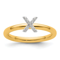 14K Stackable Diamond Initial X Ring-SK2112XY