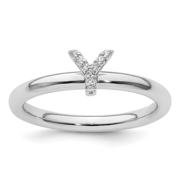 14K White Gold Stackable Diamond Initial Y Ring-SK2112YW