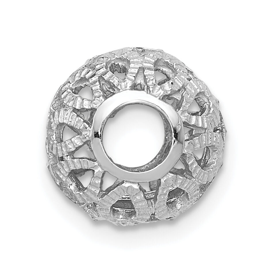 14k White Gold Diamond-cut Filigree Ball Chain Slide-SL136