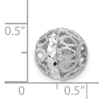 14k White Gold Diamond-cut Filigree Ball Chain Slide-SL136