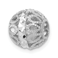 14k White Gold Diamond-cut Filigree Ball Chain Slide-SL136