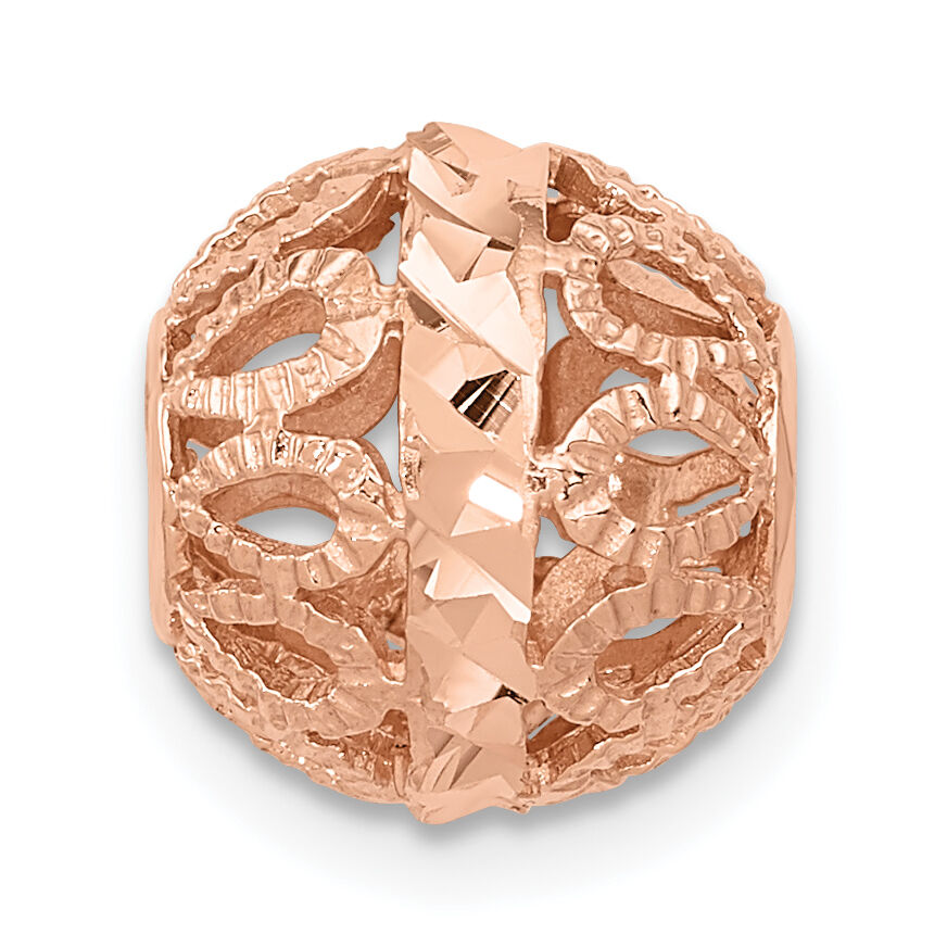 14k Rose Gold Diamond-cut Filigree Ball Chain Slide-SL143