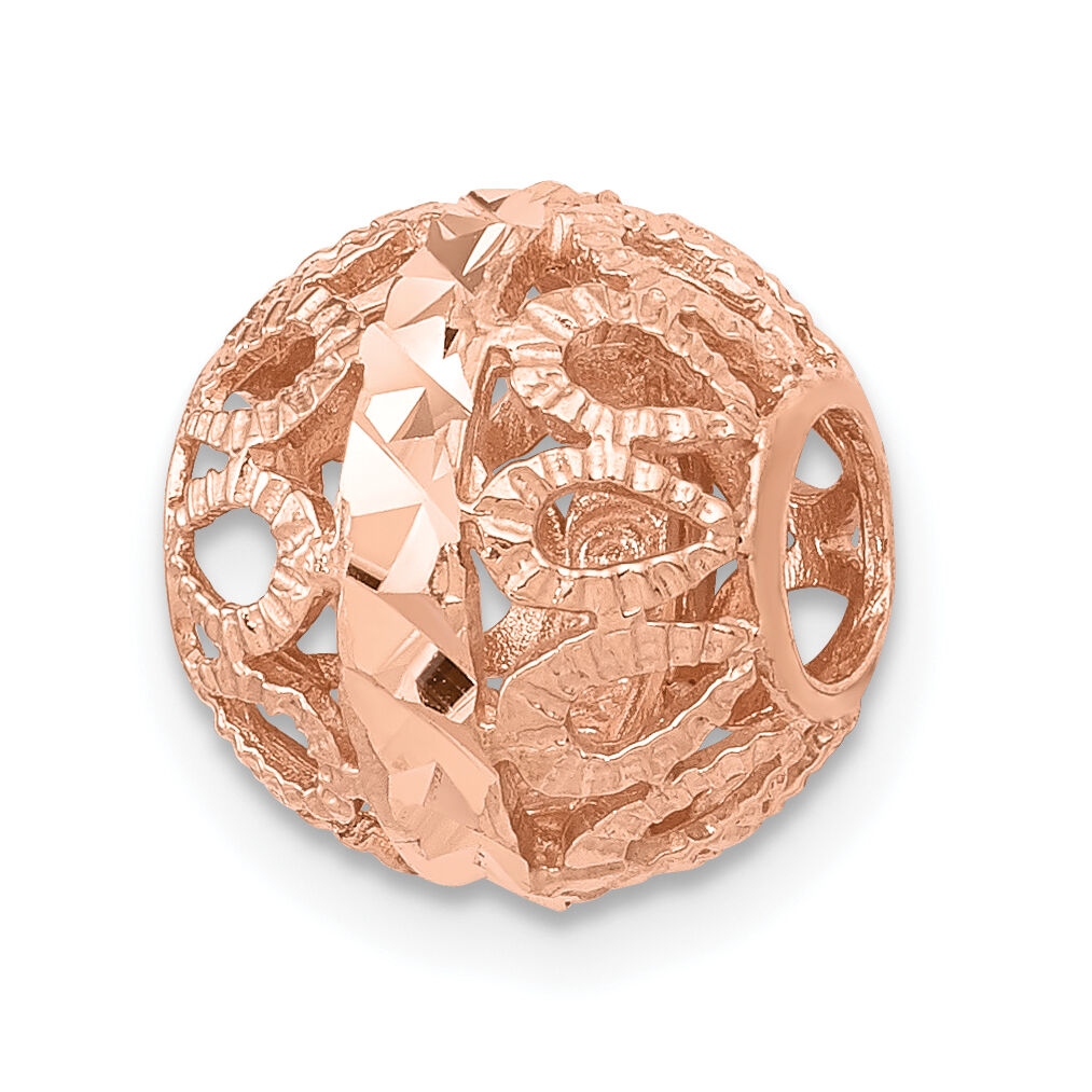 14k Rose Gold Diamond-cut Filigree Ball Chain Slide-SL143