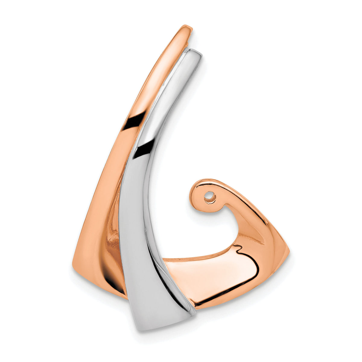 14K W & Rose Omega Slide W/Peg Fits up to 2mm, 6mm Reversible-SL481