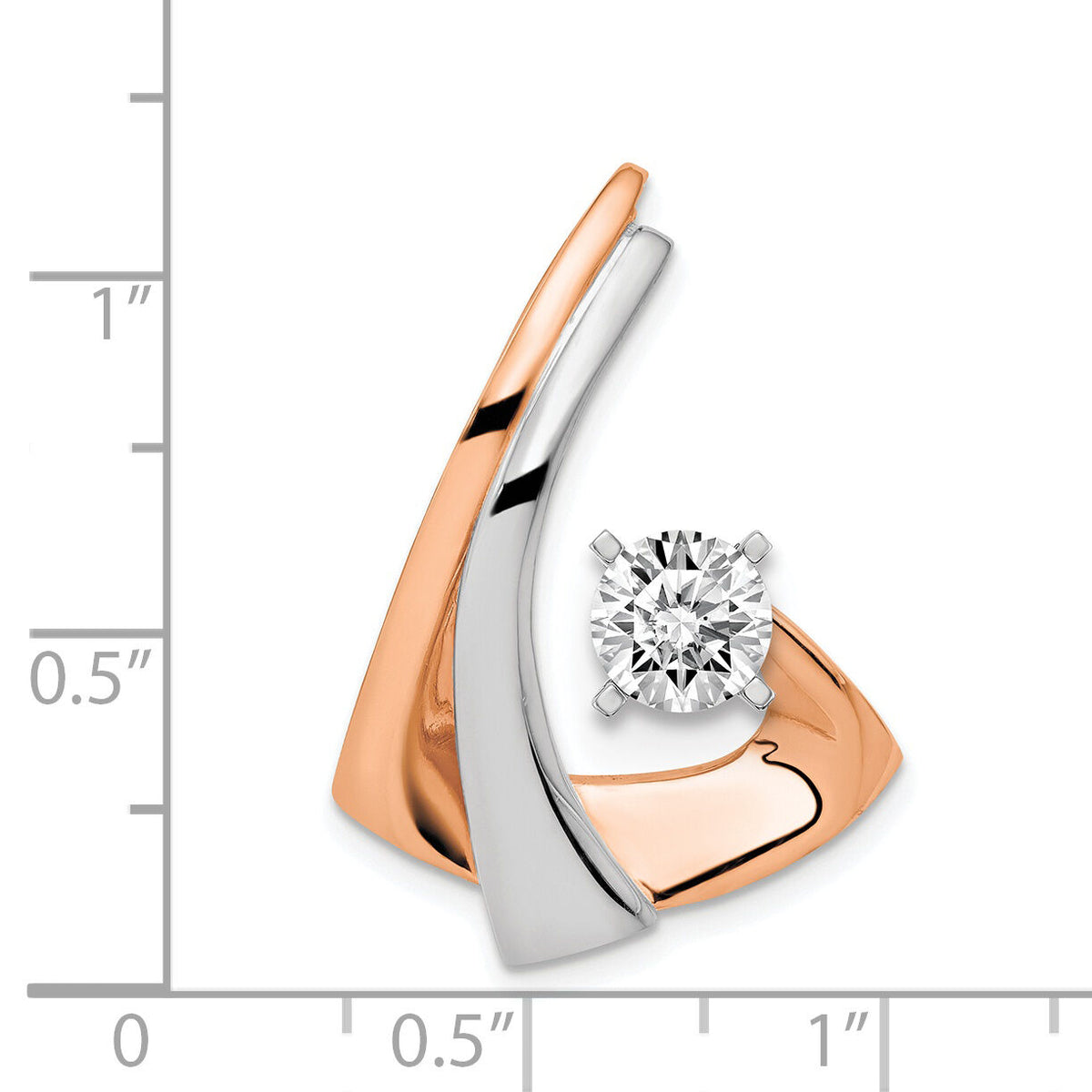 14K W & Rose Omega Slide W/Peg Fits up to 2mm, 6mm Reversible-SL481