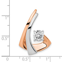 14K W & Rose Omega Slide W/Peg Fits up to 2mm, 6mm Reversible-SL481