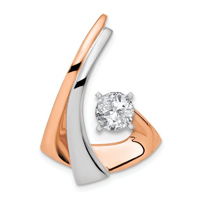 14K W & Rose Omega Slide W/Peg Fits up to 2mm, 6mm Reversible-SL481