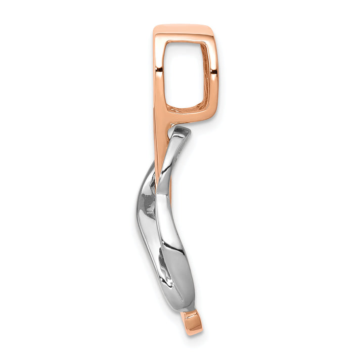 14K White and Rose Gold Fits up to 4mm, 6mm Reversible Omega Slide-SL482