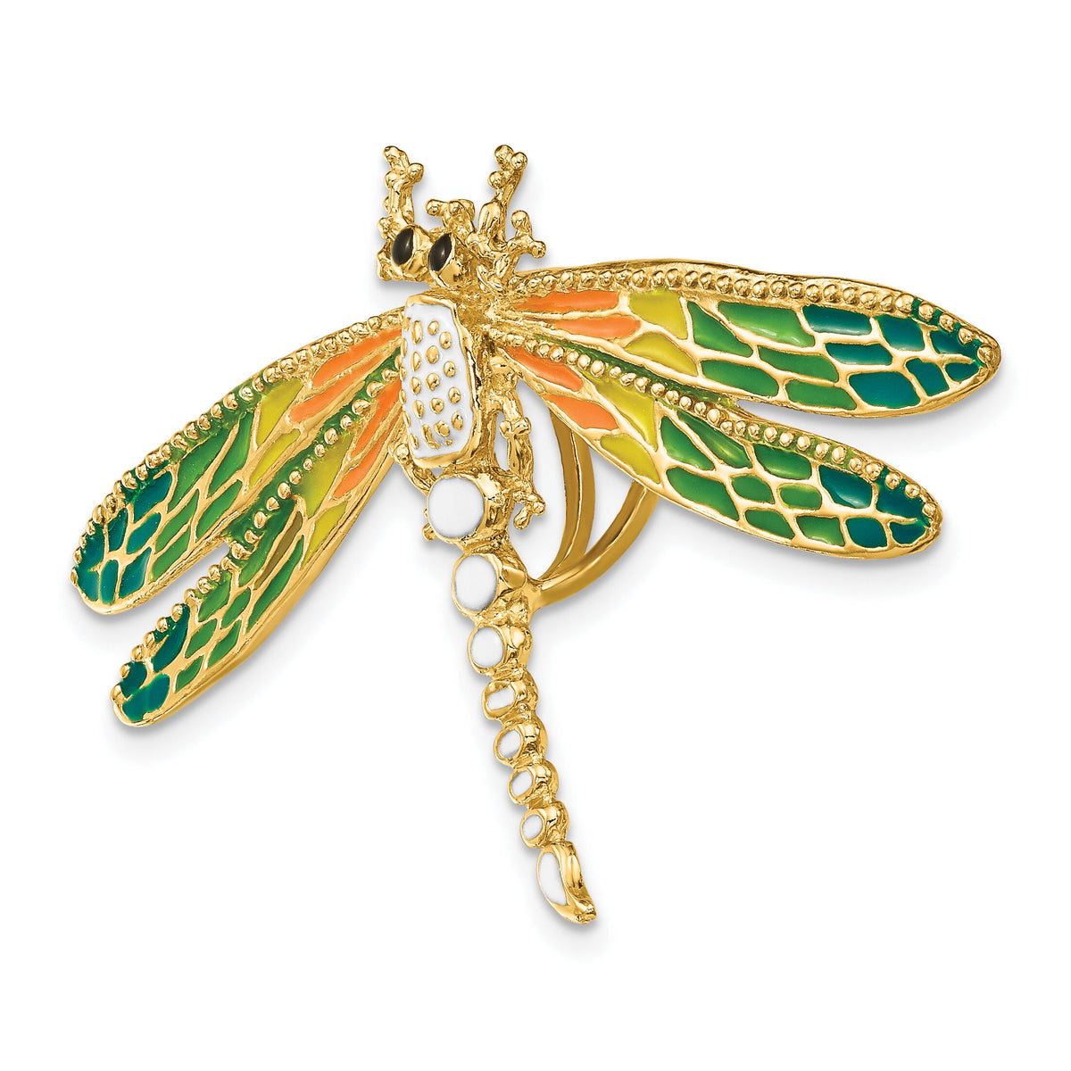 14K Multi-Color Enamel Dragonfly Charm-SL585