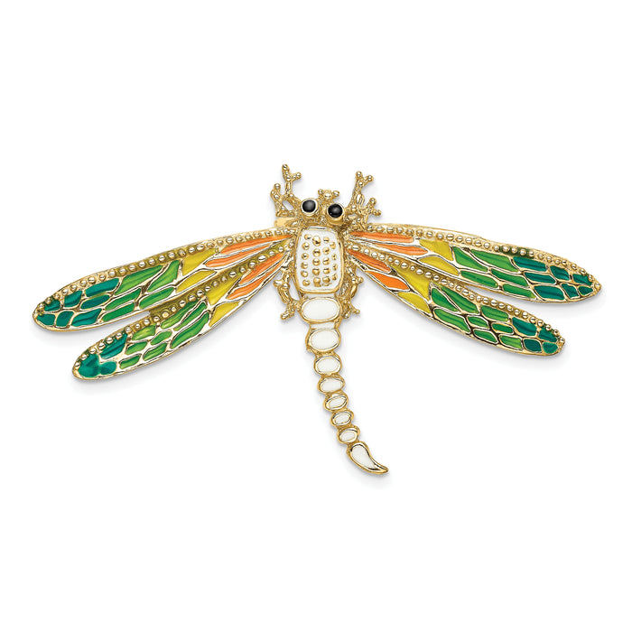 14K Multi-Color Enamel Dragonfly Charm-SL585