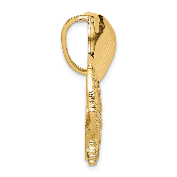 14k with White Rhodium Scallop, Starfish and Sand Dollar Slide-SL632