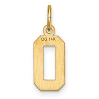14k Small Brushed Diamond-cut Number 0 Charm-SN00