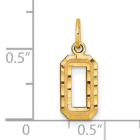 14k Small Brushed Diamond-cut Number 0 Charm-SN00
