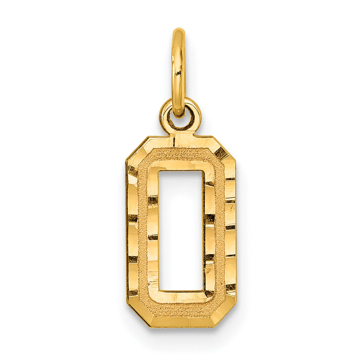 14k Small Brushed Diamond-cut Number 0 Charm-SN00