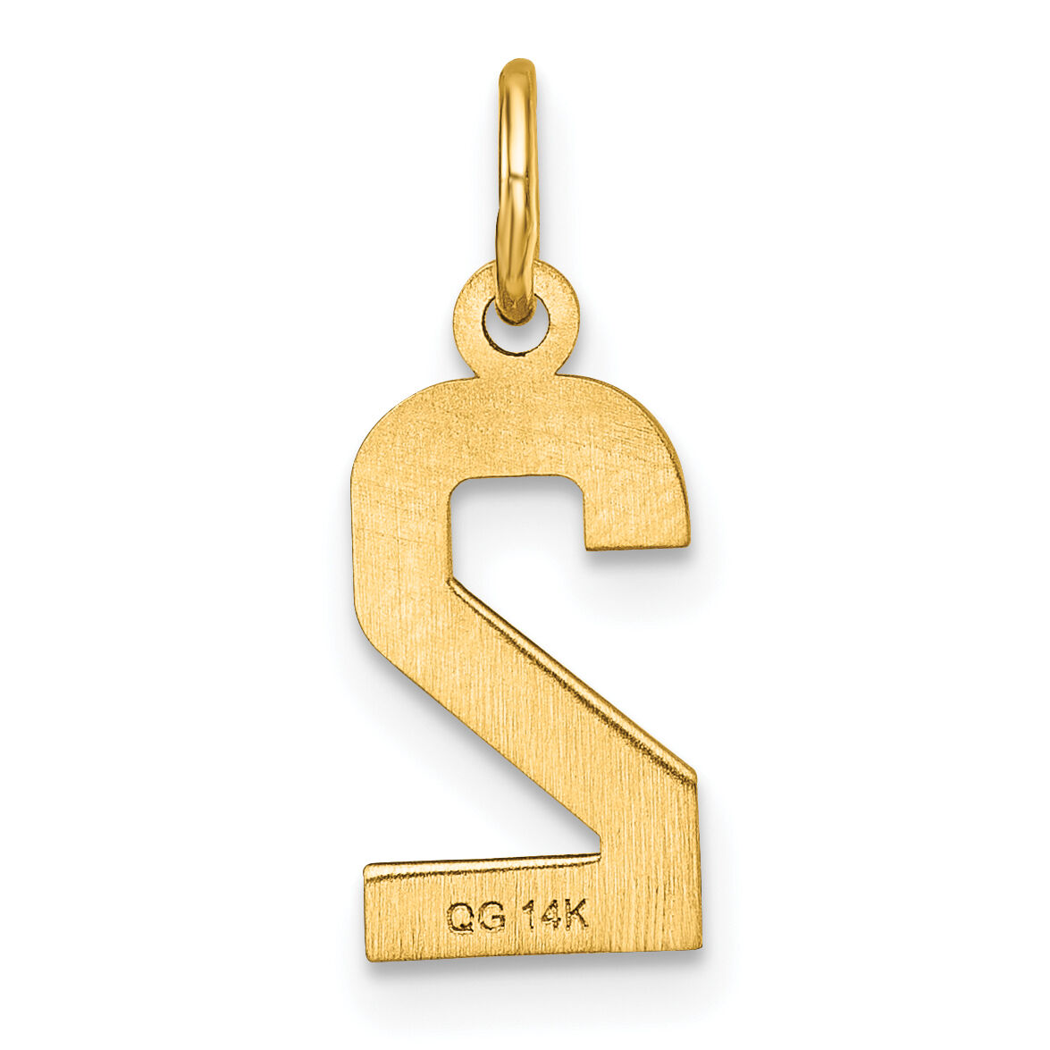 14k Small Brushed Diamond-cut Number 2 Charm-SN02
