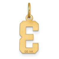 14k Small Brushed Diamond-cut Number 3 Charm-SN03