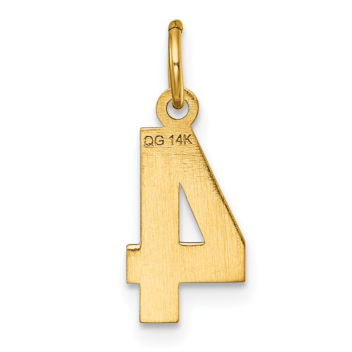14k Small Brushed Diamond-cut Number 4 Charm-SN04