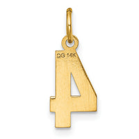 14k Small Brushed Diamond-cut Number 4 Charm-SN04