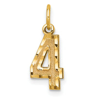 14k Small Brushed Diamond-cut Number 4 Charm-SN04