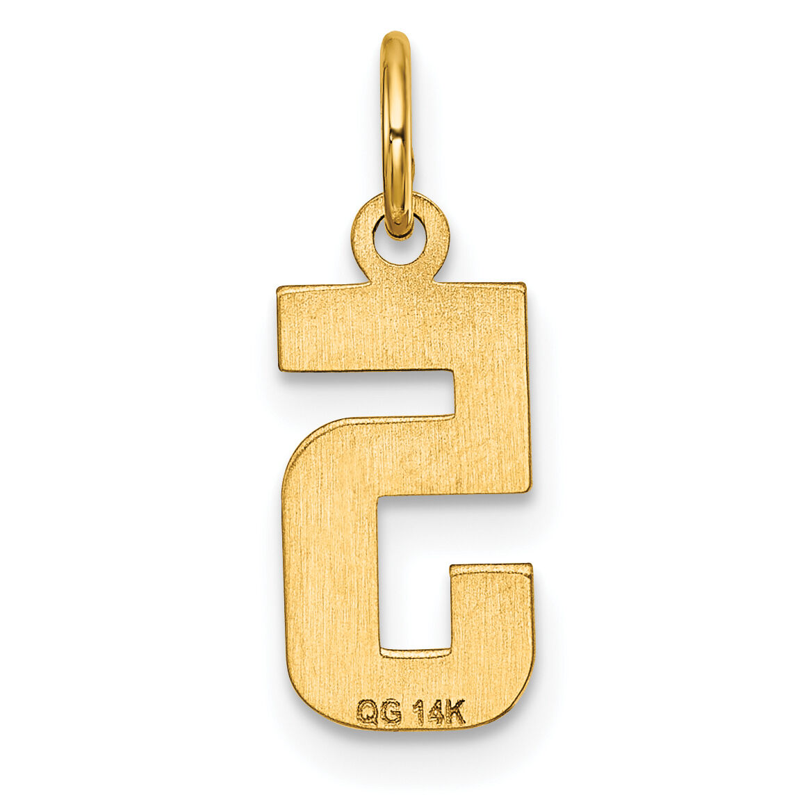 14k Small Brushed Diamond-cut Number 5 Charm-SN05