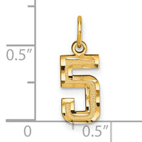 14k Small Brushed Diamond-cut Number 5 Charm-SN05