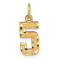 14k Small Brushed Diamond-cut Number 5 Charm-SN05