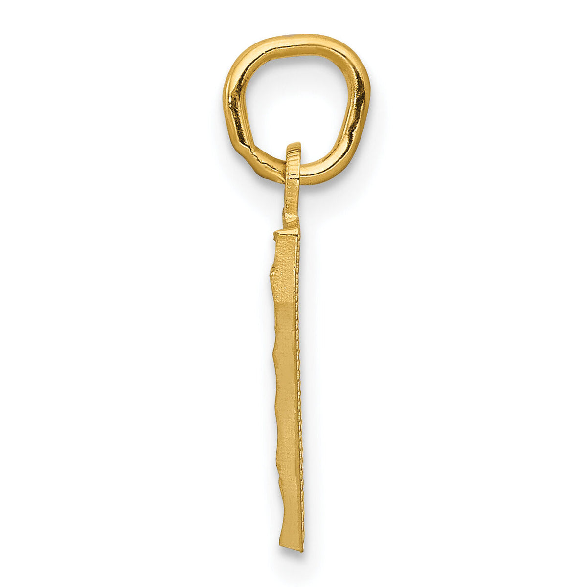 14k Small Brushed Diamond-cut Number 7 Charm-SN07