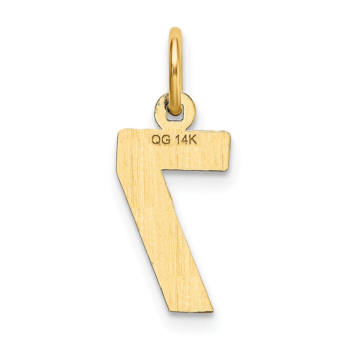 14k Small Brushed Diamond-cut Number 7 Charm-SN07