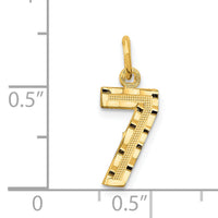 14k Small Brushed Diamond-cut Number 7 Charm-SN07