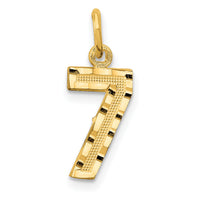 14k Small Brushed Diamond-cut Number 7 Charm-SN07