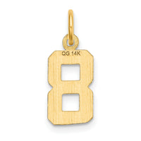 14k Small Brushed Diamond-cut Number 8 Charm-SN08