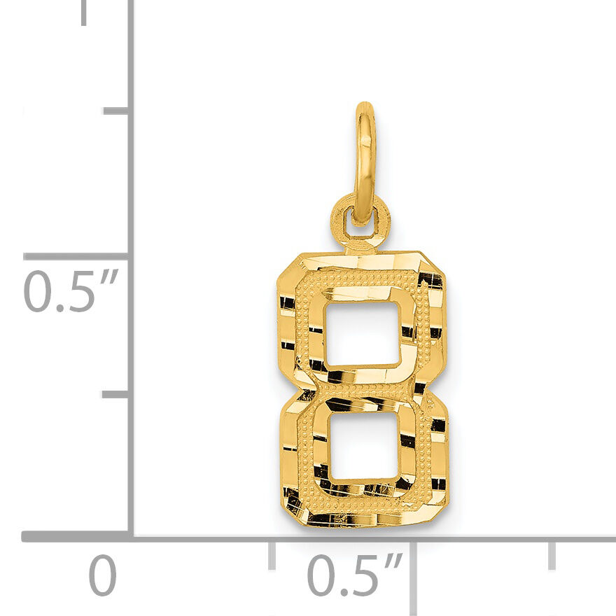 14k Small Brushed Diamond-cut Number 8 Charm-SN08