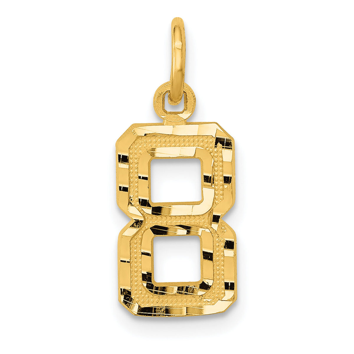 14k Small Brushed Diamond-cut Number 8 Charm-SN08