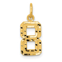14k Small Brushed Diamond-cut Number 8 Charm-SN08