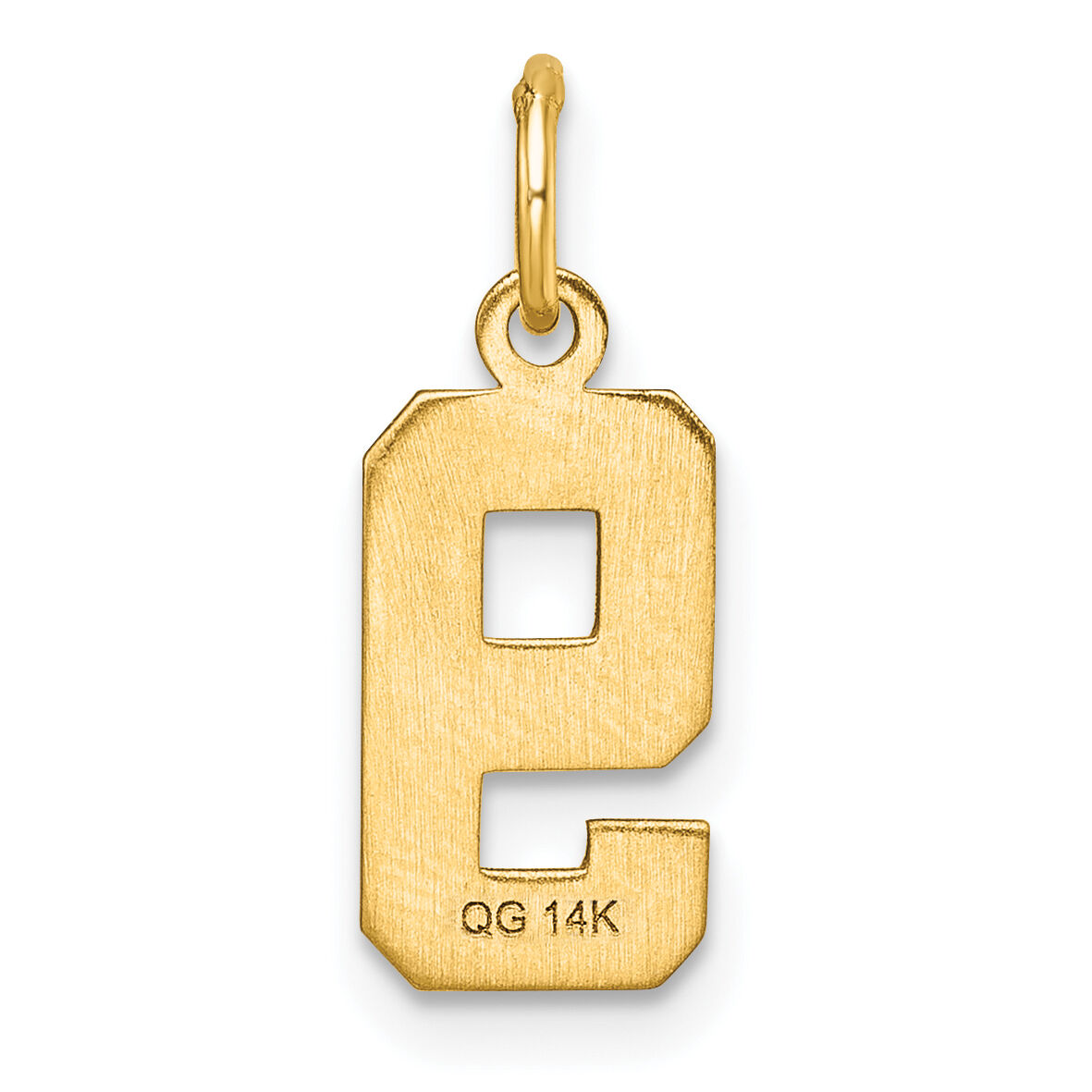 14k Small Brushed Diamond-cut Number 9 Charm-SN09