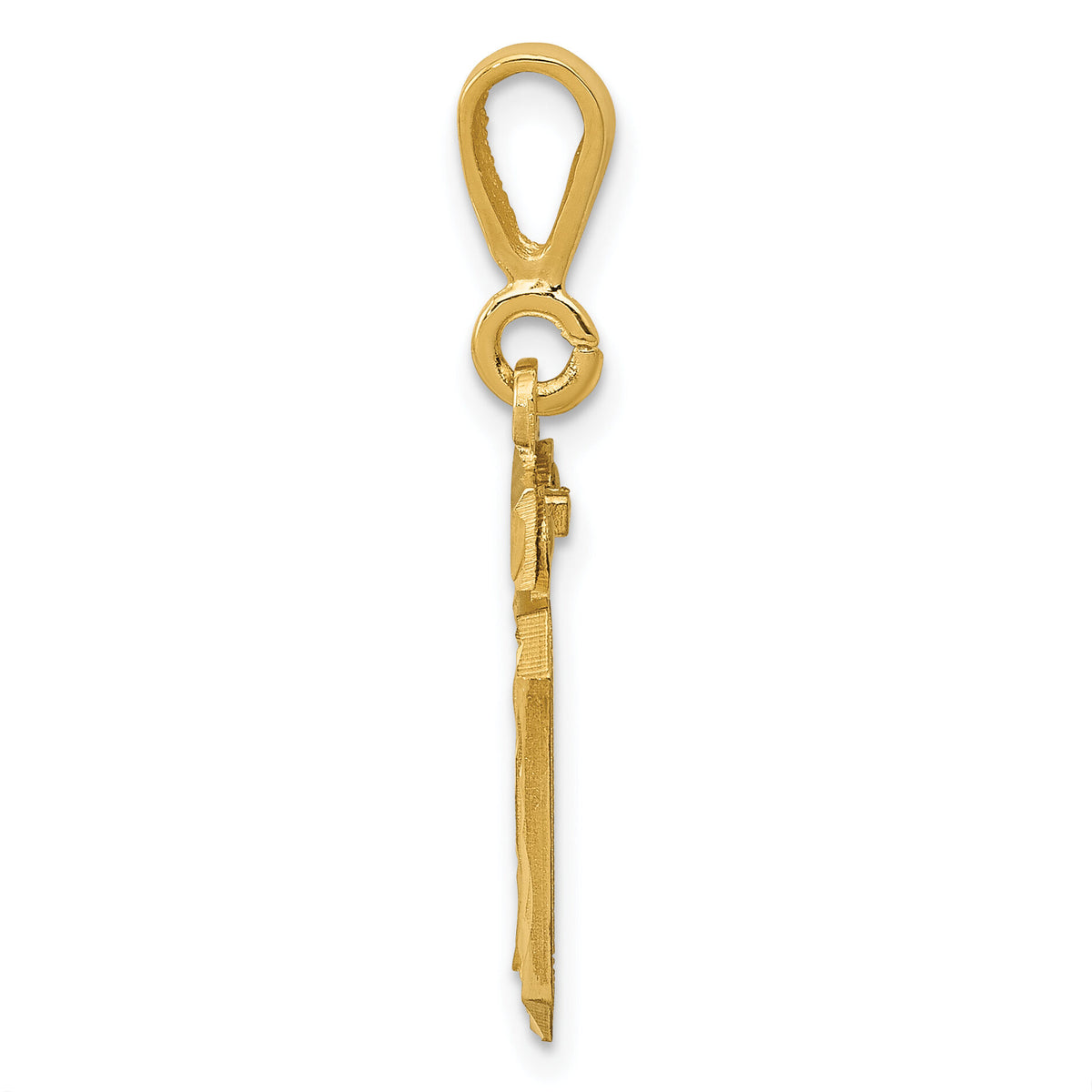 14k Small Brushed Diamond-cut Number 10 Charm-SN10