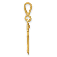 14k Small Brushed Diamond-cut Number 10 Charm-SN10