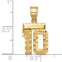 14k Small Brushed Diamond-cut Number 10 Charm-SN10