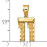 14k Small Brushed Diamond-cut Number 11 Charm-SN11