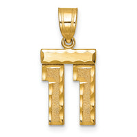 14k Small Brushed Diamond-cut Number 11 Charm-SN11