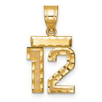 14k Small Brushed Diamond-cut Number 12 Charm-SN12