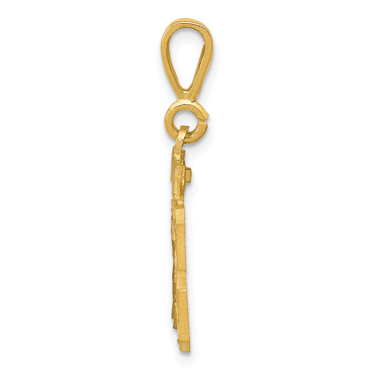 14k Small Brushed Diamond-cut Number 13 Charm-SN13