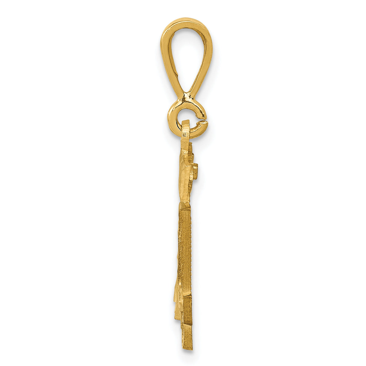 14k Small Brushed Diamond-cut Number 14 Charm-SN14