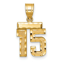 14k Small Brushed Diamond-cut Number 15 Charm-SN15