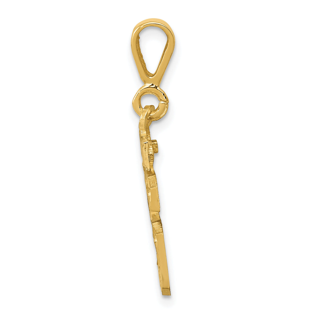 14k Small Brushed Diamond-cut Number 16 Charm-SN16