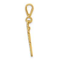 14k Small Brushed Diamond-cut Number 16 Charm-SN16