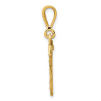 14k Small Brushed Diamond-cut Number 17 Charm-SN17